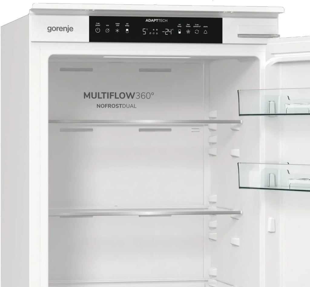 Gorenje NRKI517E41 lodówko-zamrażarka do zabudowy/178 nisza/zawias do drzwi przesuwnych/EEK:E/NoFrost DualAdvance/252L/AdaptTech/SuperCool/ConvertActive/EcoMode/wys. x szer. x gł.: 177,2 x 54 x 54,5