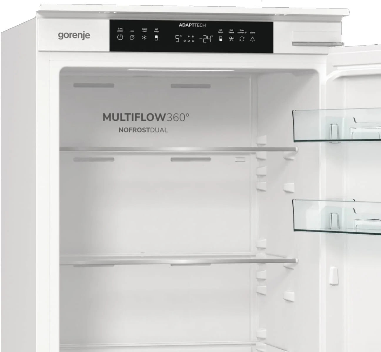Gorenje NRKI517E41 lodówko-zamrażarka do zabudowy/178 nisza/zawias do drzwi przesuwnych/EEK:E/NoFrost DualAdvance/252L/AdaptTech/SuperCool/ConvertActive/EcoMode/wys. x szer. x gł.: 177,2 x 54 x 54,5