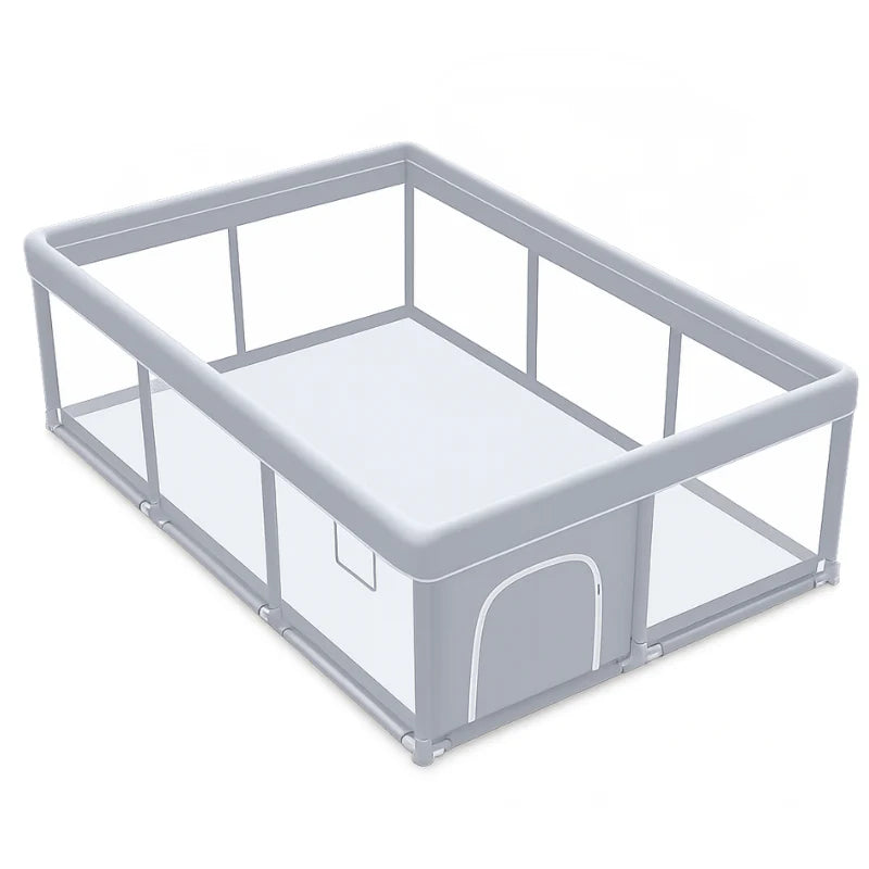 Baby Playpen 50–79 Inches with 360° Mesh, Zipper Door, Suction Feet