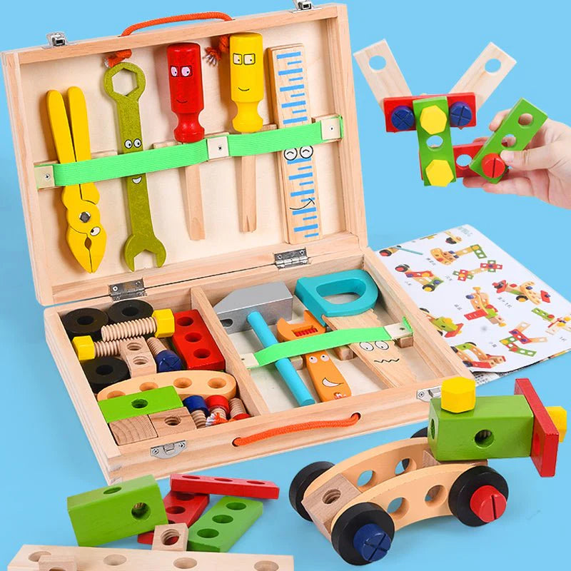 Wooden Tool Box - 37-Piece Construction Toy for Kids Ages 3–7