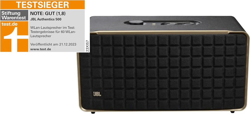 JBL Authentics 300, Głośnik Bezprzewodowy, 8h Odtwarzania, z Wbudowanym Wi-Fi, Bluetooth, Dźwiękiem Stereo i Mocnym Basem, Kompatybilny z Alexa i Google Home, w Stylu Retro