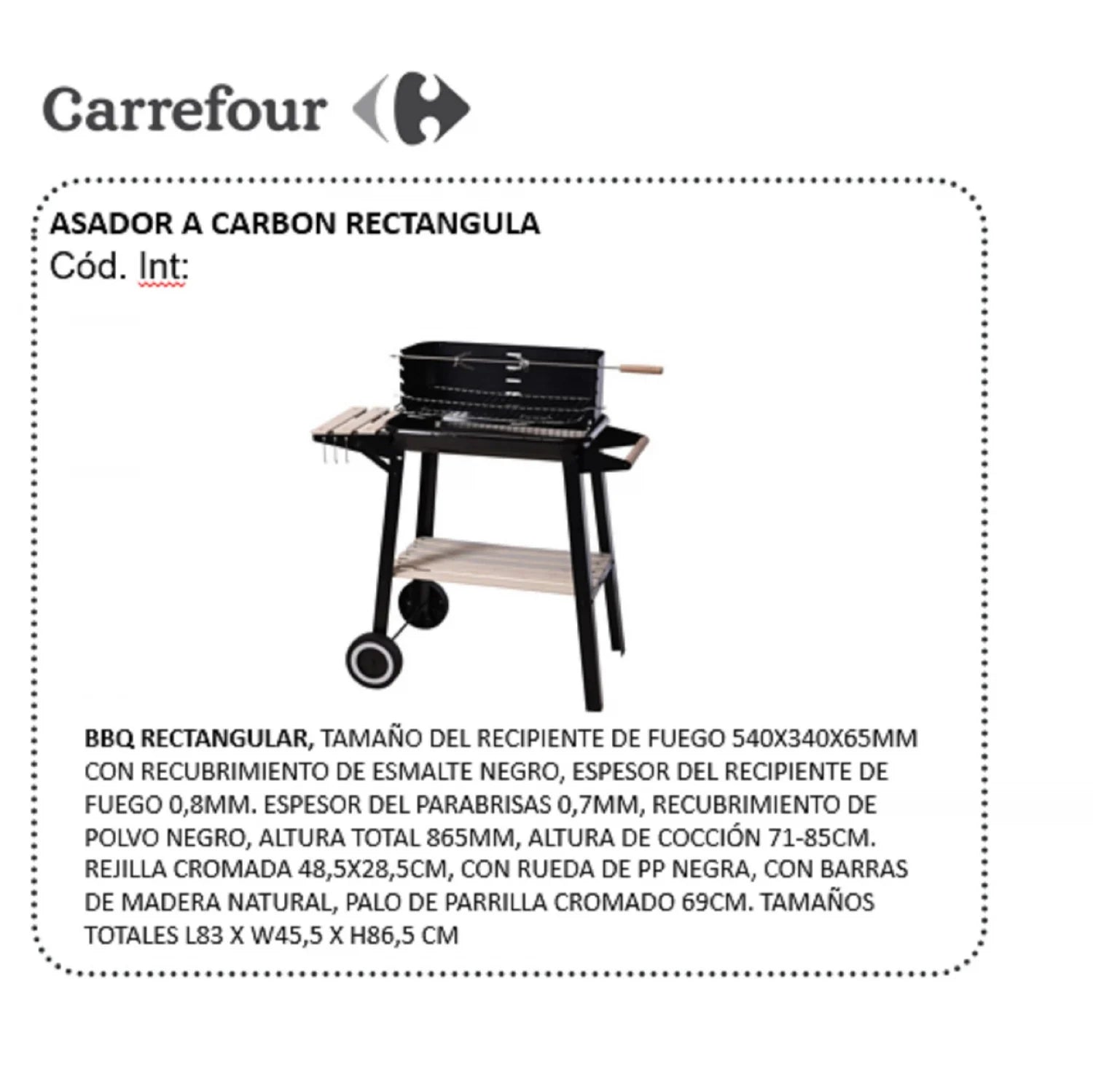 Barbacoa Prostokątny Czarny Samochód 83x45,5x86,5 cm