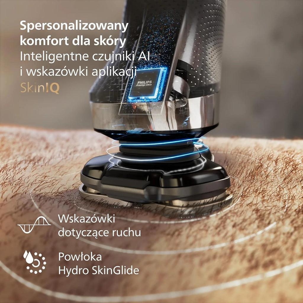 Philips Shaver i9000, golarka elektryczna do golenia na mokro i na sucho, z technologią Skin IQ, systemem Triple Lift & Cut, 360-obrotowymi podwójnymi precyzyjnymi ostrzami SteelPrecision, X9002/30