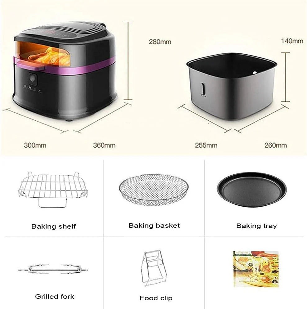 Wielofunkcyjna Frytkownica Powietrzna, 8 L, 1200 W, Dla 4-5 Osób, Frytkownica Beztłuszczowa Z Szybką Cyrkulacją Powietrza, Ekonomiczna, Do Zdrowego Gotowania Beztłuszczow
