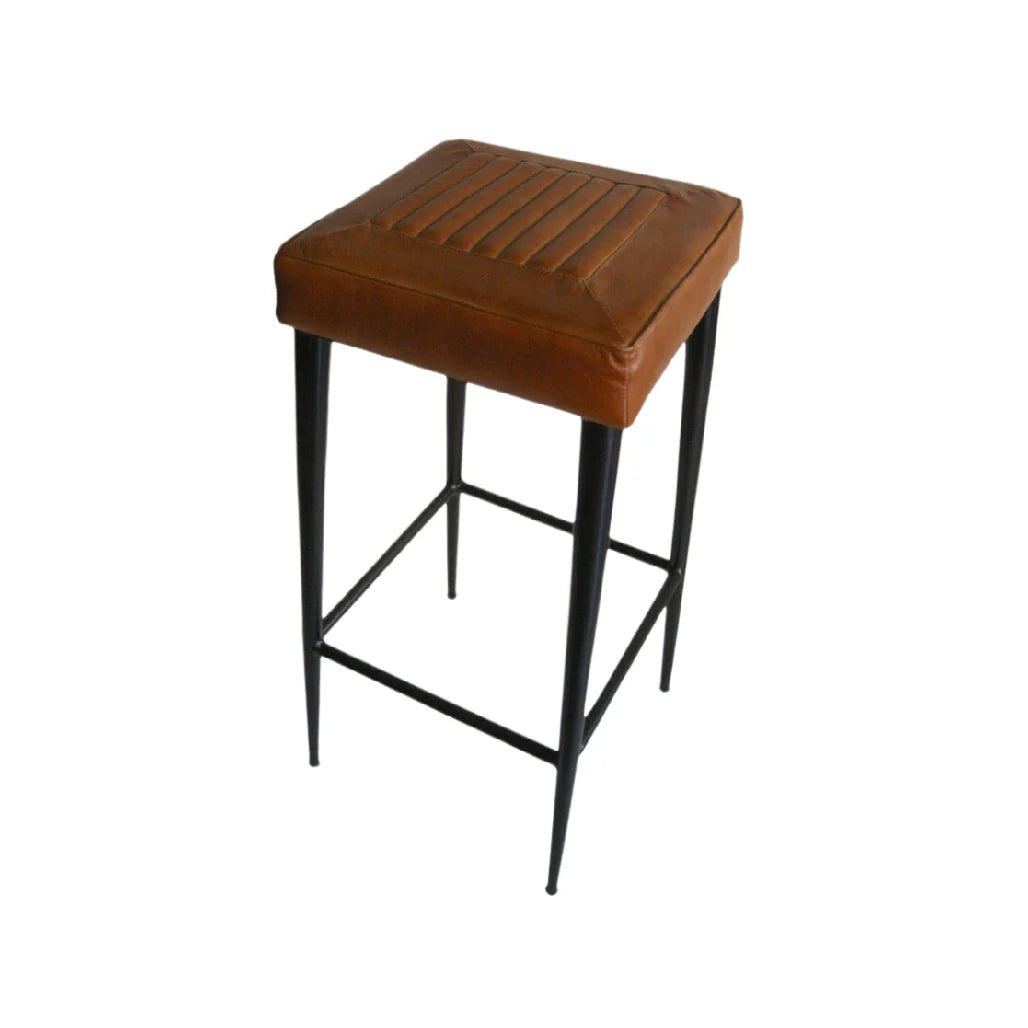 Stylowy Taboret Skórzany na Metalowych Nóżkach