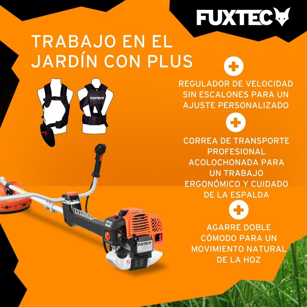 FUXTEC Profesjonalna podkaszarka spalinowa 62 cm3, 3,5 KM, narzędzie wielofunkcyjne 2 w 1, z paskiem na ramię, systemem antywibracyjnym, podkaszarką wielofunkcyjną, silnikiem 2-suwowym