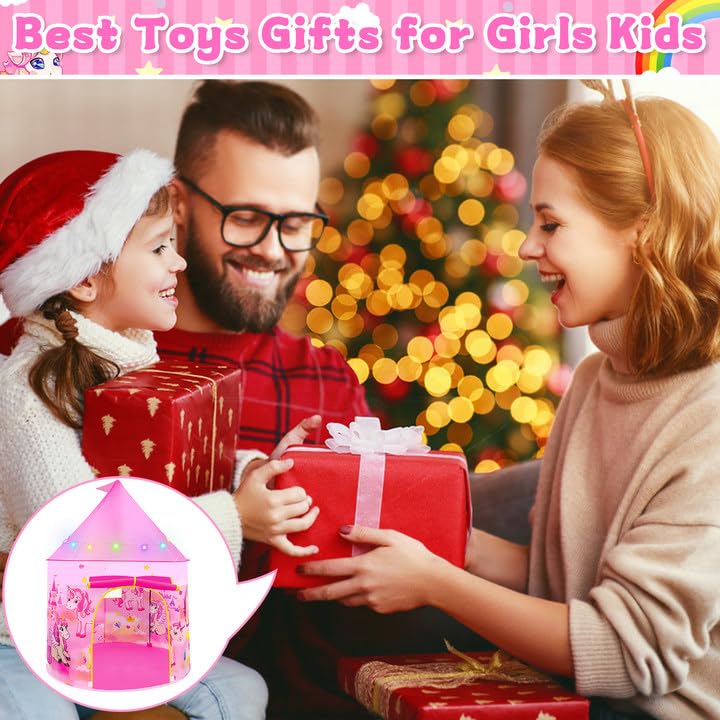 Unicorn Pop Up Tent Pink for Indoor & Outdoor Princess Playhouse