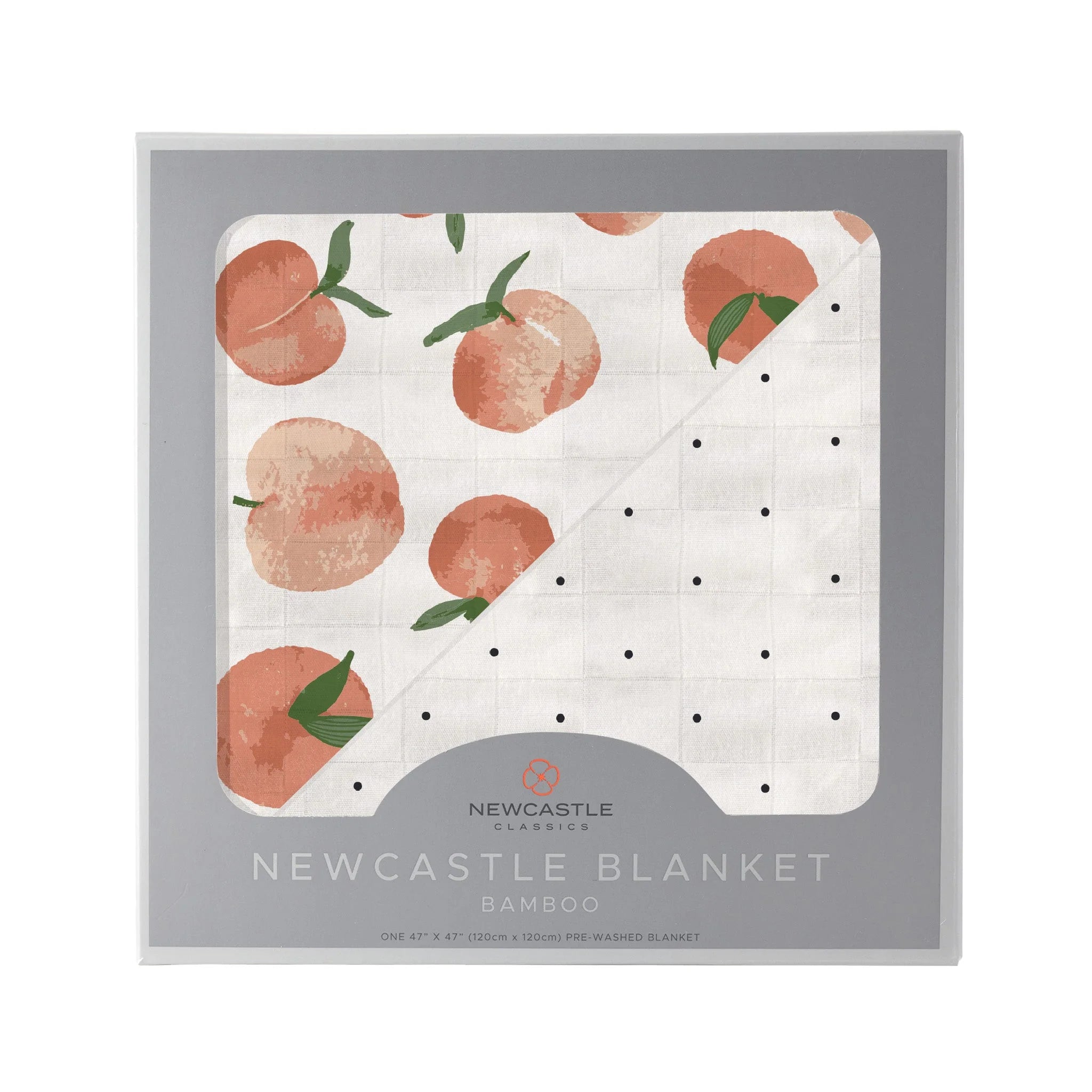 Carnelian Peaches and Black and White Polka Dot Blanket