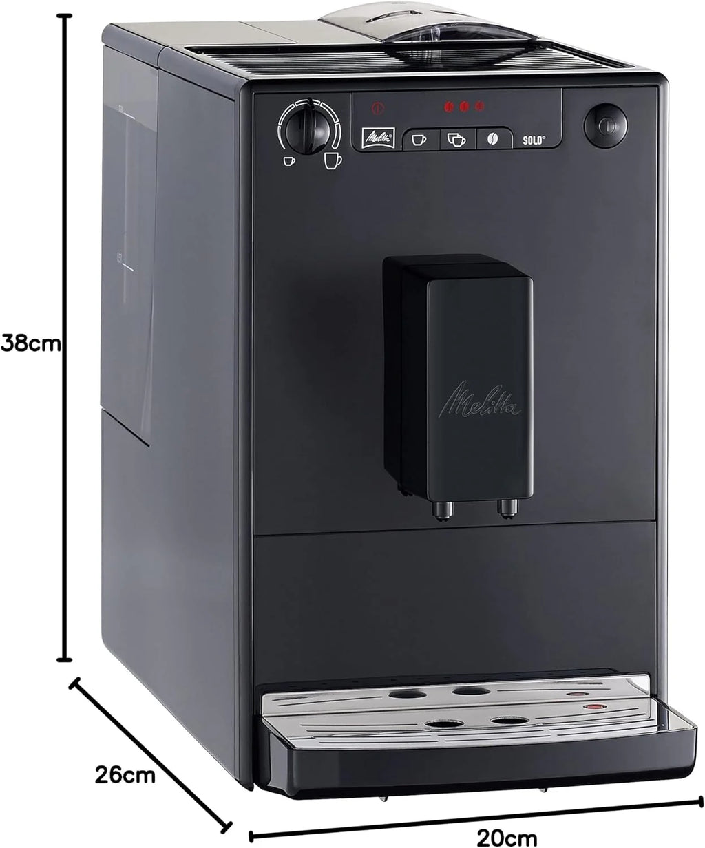 Melitta E 950-222 Caffeo Solo Automatyczny Ekspres do Kawy, 1400 W, 1,2 Litra, Czarny/Srebrny