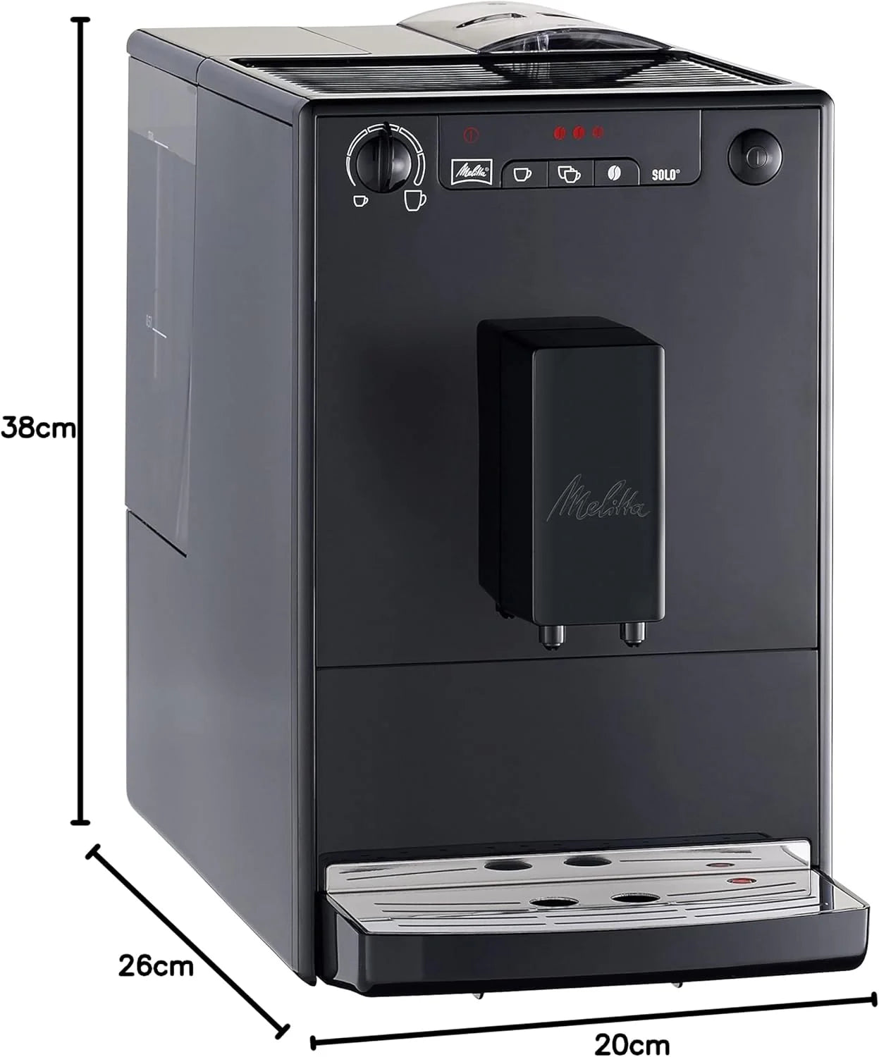 Melitta E 950-222 Caffeo Solo Automatyczny Ekspres do Kawy, 1400 W, 1,2 Litra, Czarny/Srebrny
