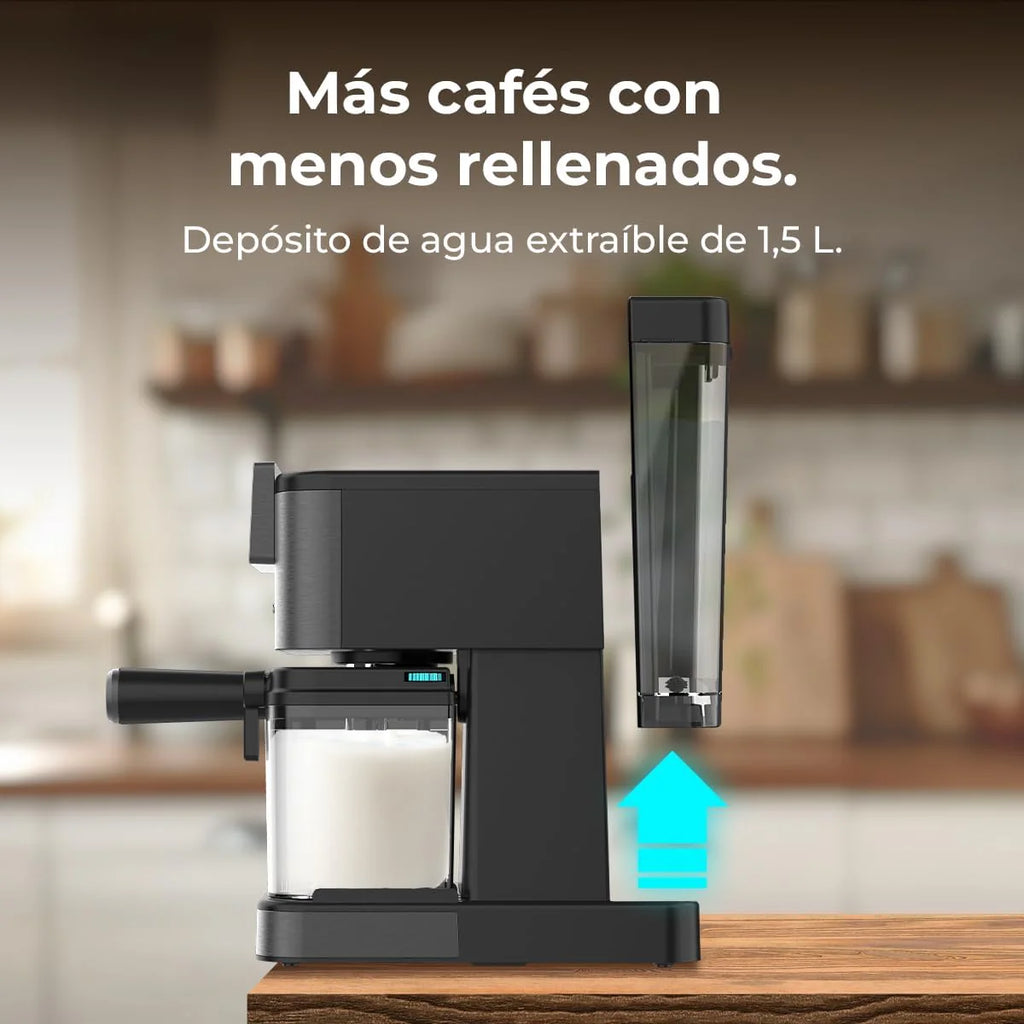 Cecotec Ekspres do kawy z podwójnym wyjściem Power Espresso 20 Barista Cream. 1550 W, 20 prętów, zbiornik na ziarna kawy 250g, młynek z 30 poziomami mielenia, termoblok, zbiornik na wodę 2.5 L