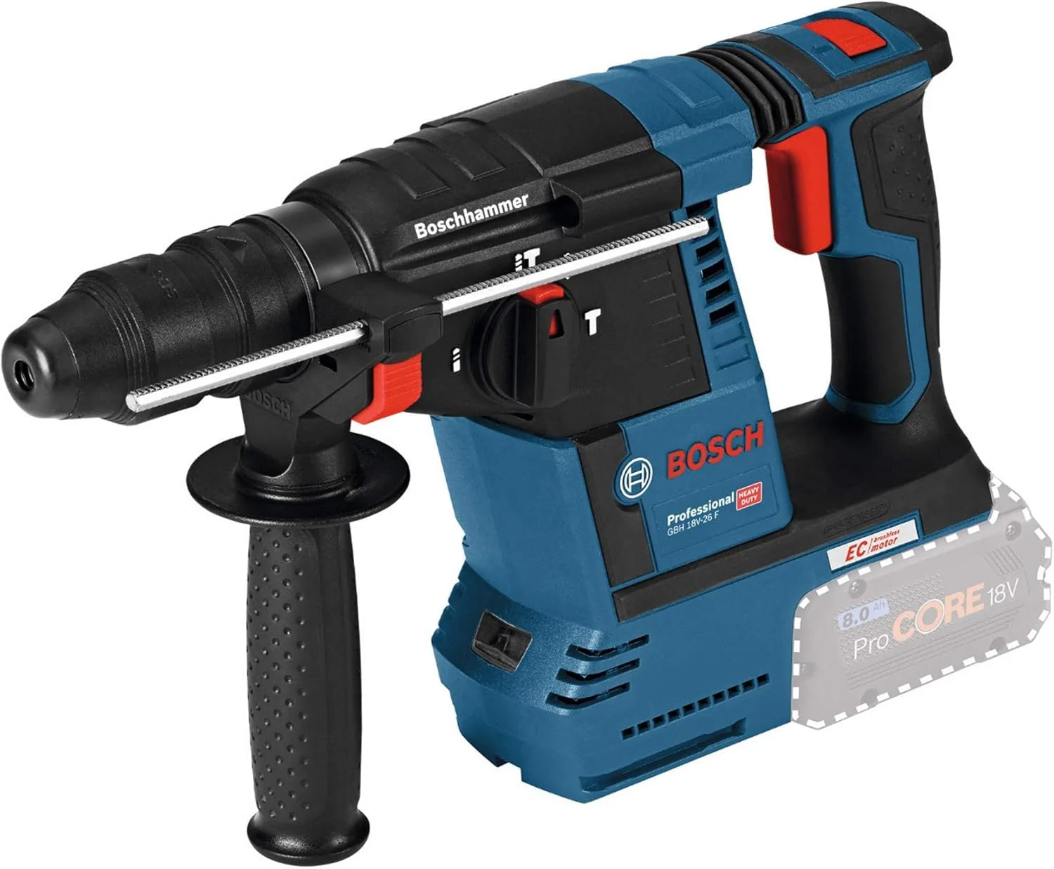 Bosch Professional system 18V: akumulatorowy młot udarowo-obrotowy GBH 18V-26 (uchwyt SDS plus, ogranicznik głebokości)