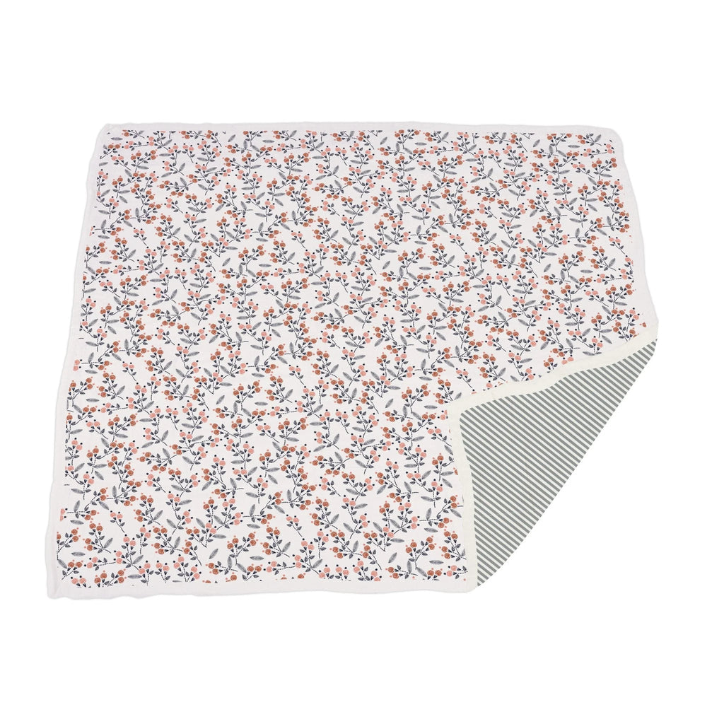 Dahlia Floral and Finley Stripe Bamboo Muslin Blanket