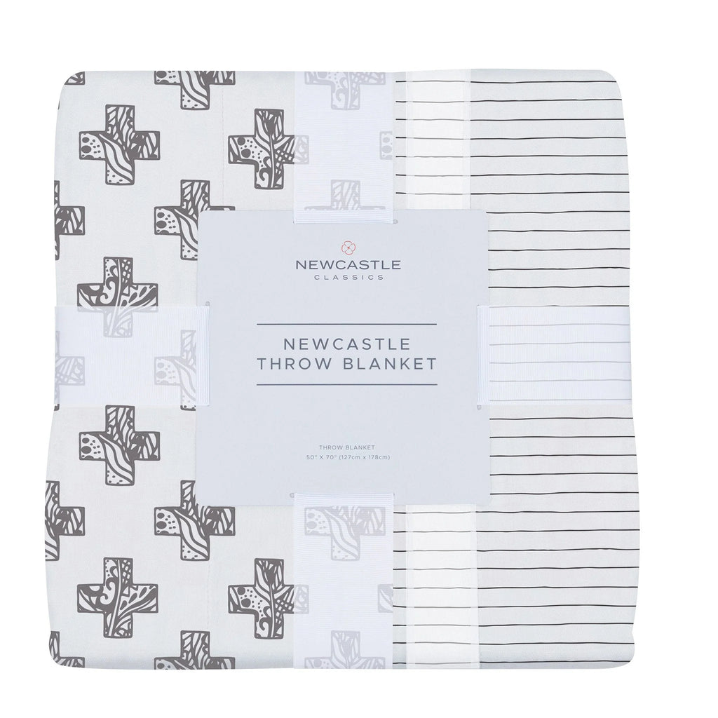 Nordic Stamp and Pencil Stripe Bamboo Muslin Throw Blanket