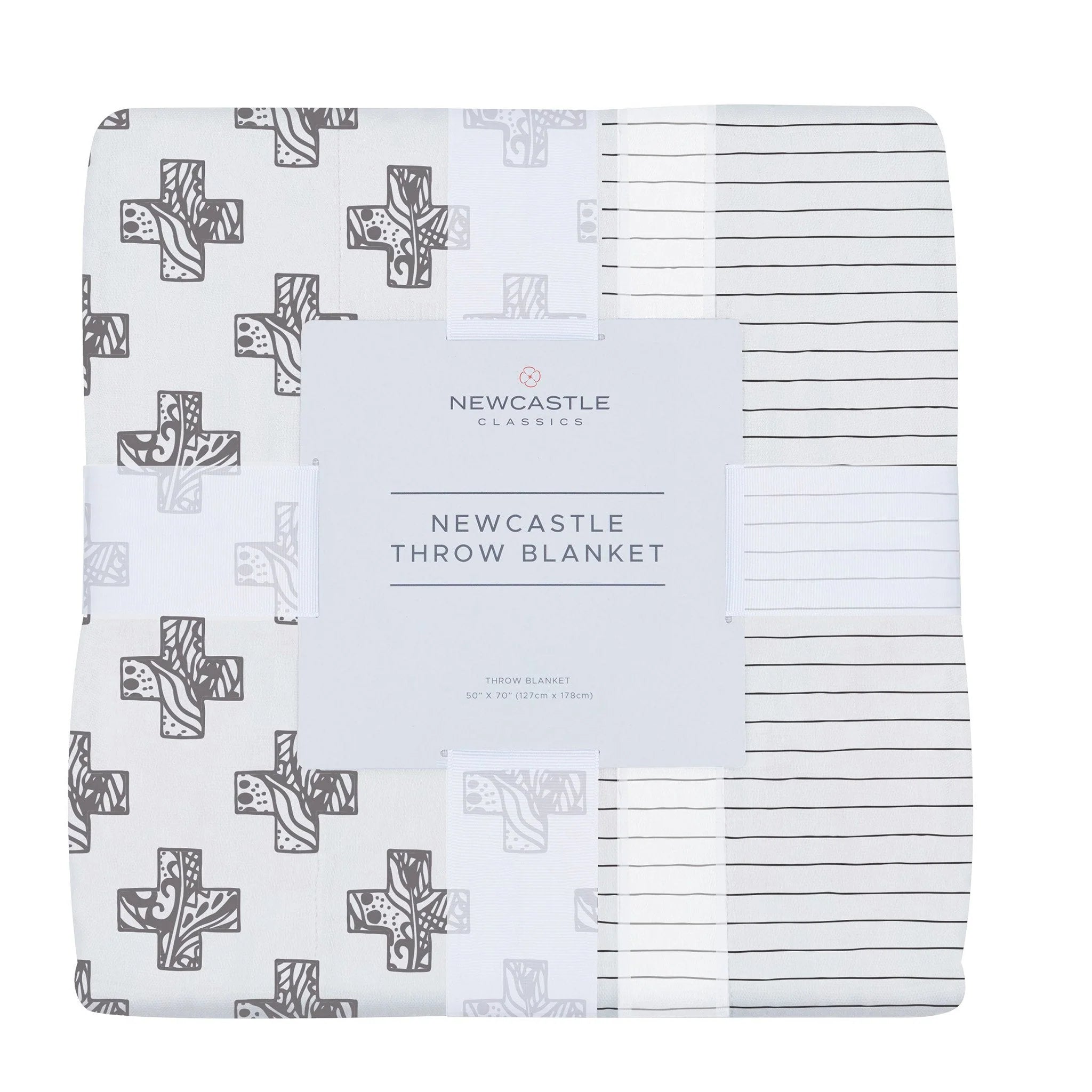 Nordic Stamp and Pencil Stripe Bamboo Muslin Throw Blanket