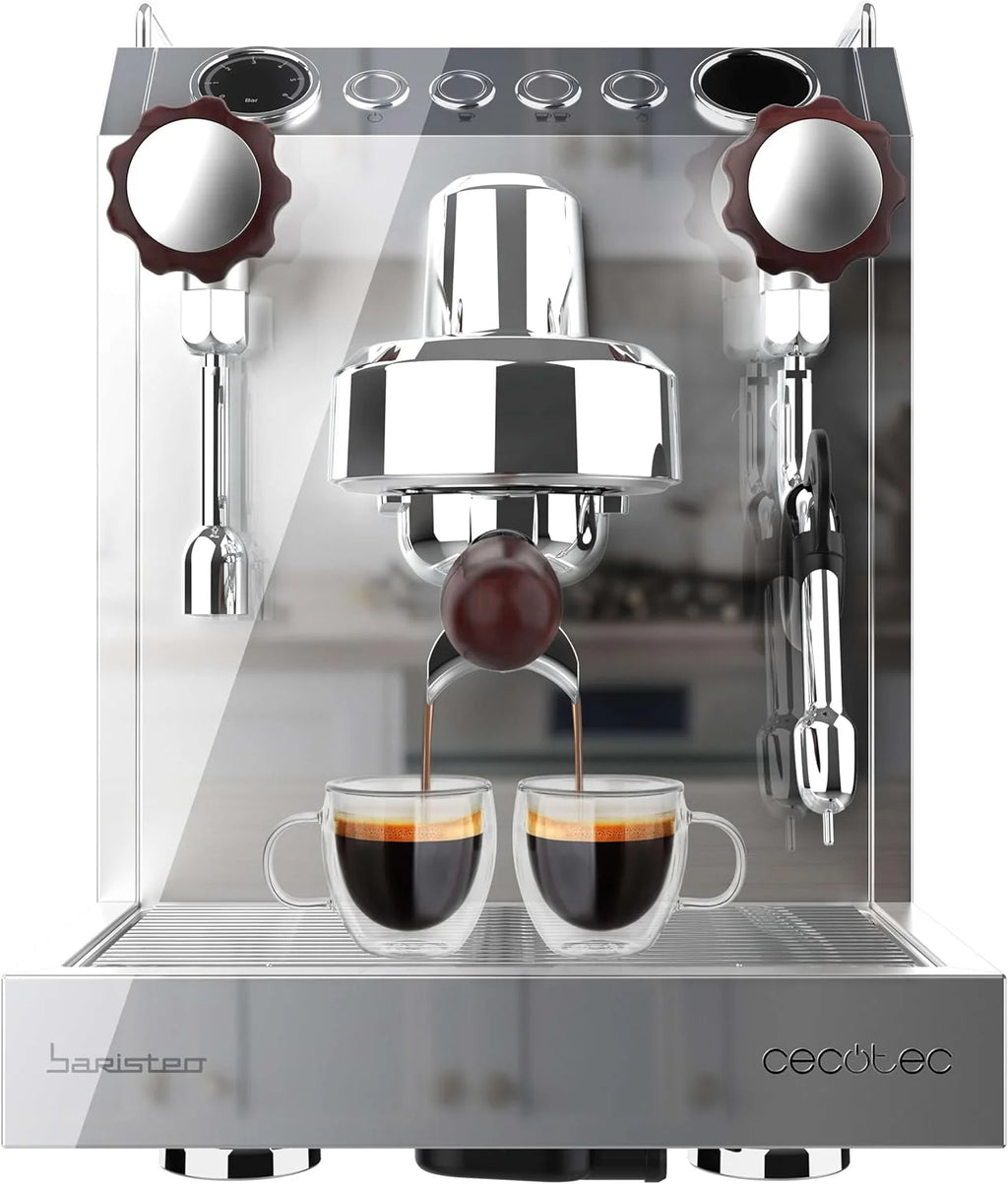 Cecotec Barista Baristeo Classic profesjonalny ekspres do kawy espresso. Wstępnie zaparzający dla lepszej ekstrakcji, zdejmowany zbiornik 2,5 l, włoska pompa 15 barów, sterowanie PID, bojler ze stali