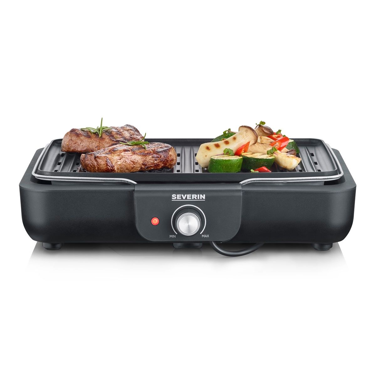 Grill stołowy Severin PG 8556 z płytą grillową - 2300 W, czarny