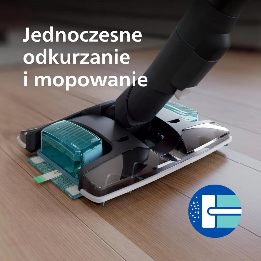 Philips Bezprzewodowy Odkurzacz Serii 8000 Pet, Wysoka moc ssania, 80 Min Czas Pracy, Rozpoznawanie Podłóg, Wyświetlacz Inteligentny, Nasadki z LED, Nasadka Pet&AquaPlus (XC8055/01)
