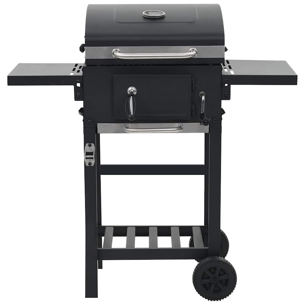 Czarny grill węglowy z dolną półką vidaxl