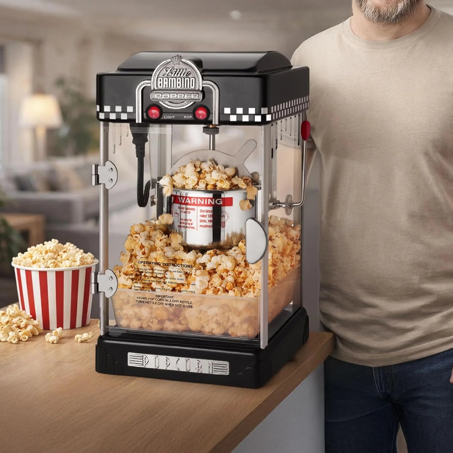 Little Bambino Maszyna do popcornu - 2,5 uncji stolik filmowy teatr popcorn popper ze stali nierdzewnej od Great Northern Popcorn (czarny)
