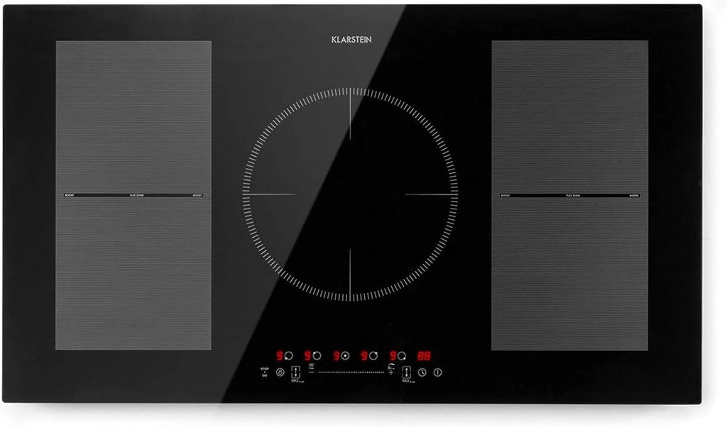 Klarstein Płyta indukcyjna, płyta kuchenna z ceramiki szklanej, 7000 W, płyta indukcyjna z 4 płytami, płyta indukcyjna do zabudowy z ekranem dotykowym i timerem, nowoczesne płyty grzewcze z