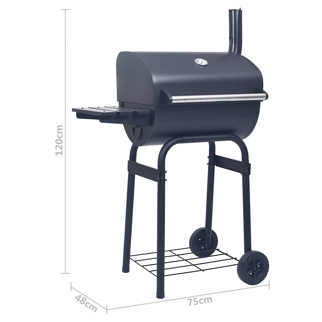 Czarny grill węglowy z wędzarnią i dolną półką vidaxl