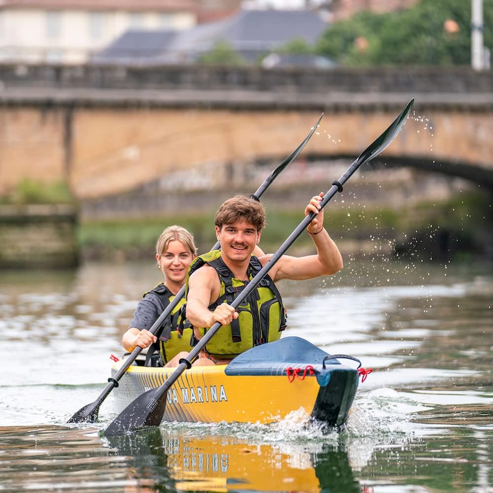 Aqua Marina Tomahawk, AIR-K wysokociśnieniowy dmuchany kajak premium, dla 1 osoby, długość 375 cm, morski/żółty