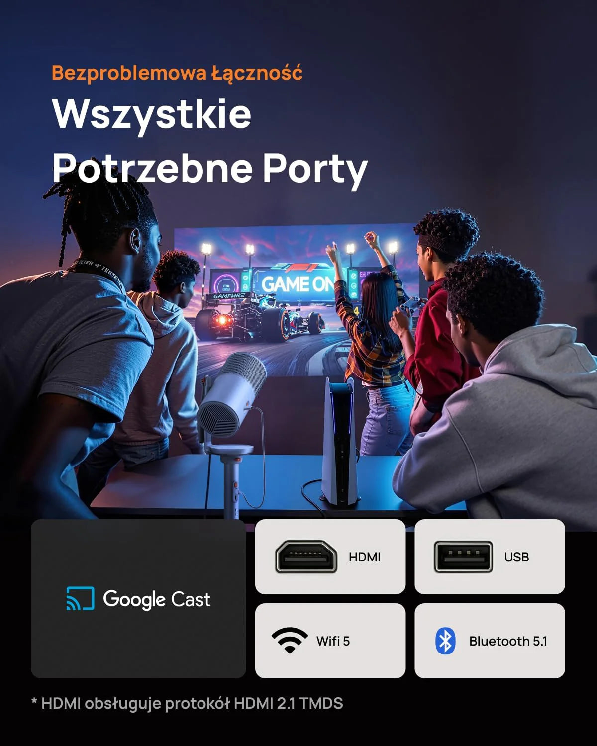 XGIMI MoGo 4 Laser Projektor Przenośny z 4 Filtrami, 550 Lumens ISO, Obrót 360°, Bateria Wbudowana, 2,5 Godziny Odtwarzania, Zintegrowany Google TV & Netflix, 2x6W Harman Kardon