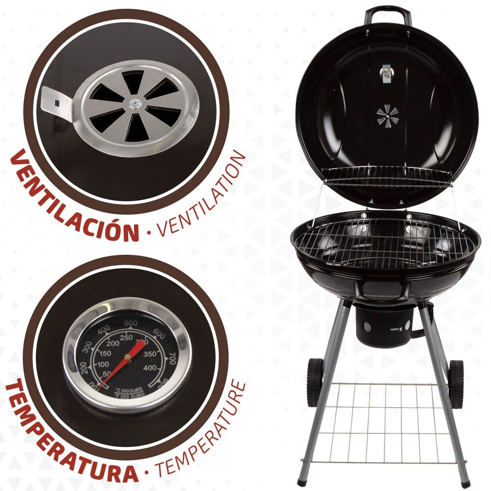 Aktywny okrągły grill węglowy z pokrywką