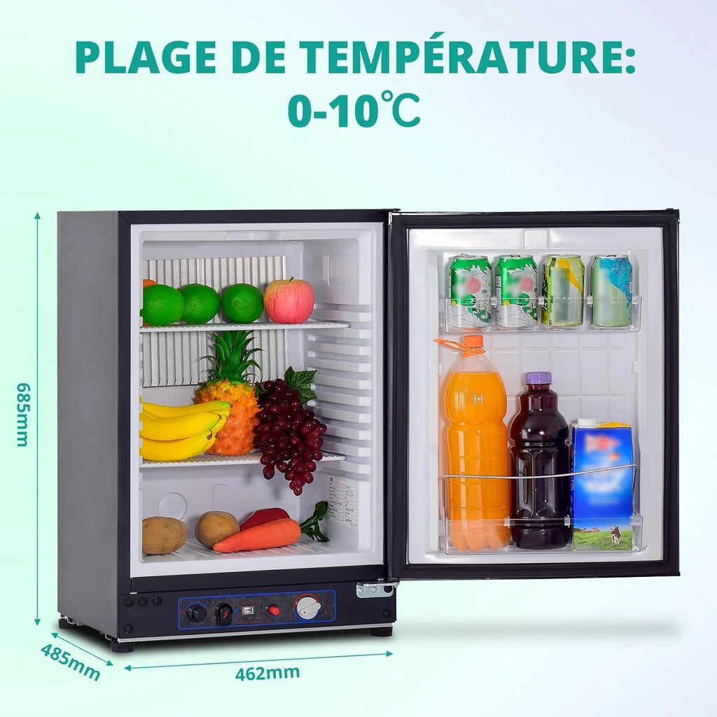SMETA 60L Lodówka Gazowa 12V, 230V, AC/DC, 3-Drożna, Z Odwracalnymi Drzwiami, Idealna Do Przyczepy Kempingowej, Vanów, Kempingu, Off-Grid, Domków Letniskowych i Garaży