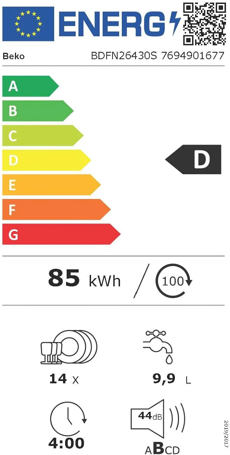 Beko BDFN26430W zmywarka do naczyń 60 cm, wolnostojąca, do zabudowy, na 14 nakryć wymiarowych, 6 programów, 4 dodatkowe funkcje, 3 poziomy zlewu, HigienIntense, SelfDry, program do połowy załadunku,