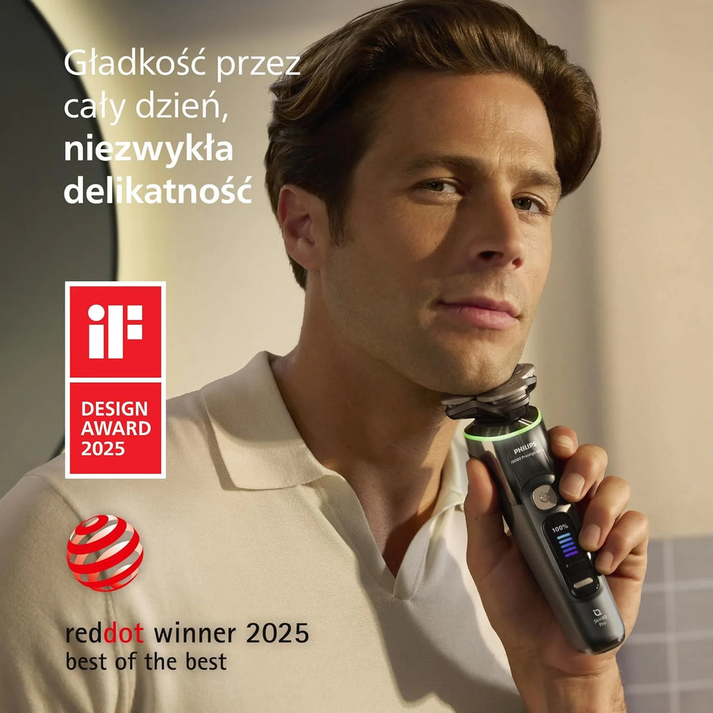 Philips Shaver i9000 Prestige Ultra, golarka elektryczna do golenia na sucho i mokro z technologią Skin IQ Pro, System Triple Lift & Cut, obrotowe 360º ostrza, 5 trybów golenia, Model XP9402/46