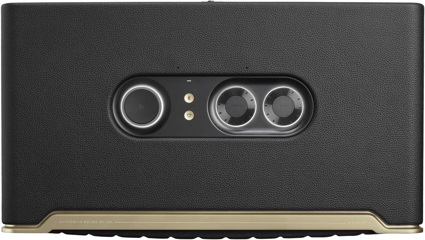 JBL Authentics 300, Głośnik Bezprzewodowy, 8h Odtwarzania, z Wbudowanym Wi-Fi, Bluetooth, Dźwiękiem Stereo i Mocnym Basem, Kompatybilny z Alexa i Google Home, w Stylu Retro