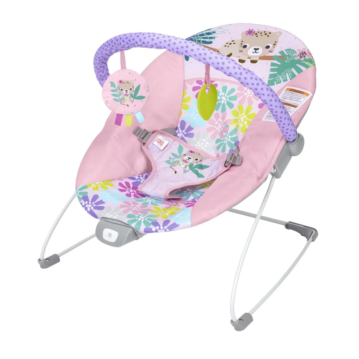 Foldable Baby Bouncer with Deep Supportive Seat, Vibration, and 2 Toys