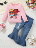 Two-Piece Kids Outfit Distressed Raw Hem Set – 4Y to 7Y