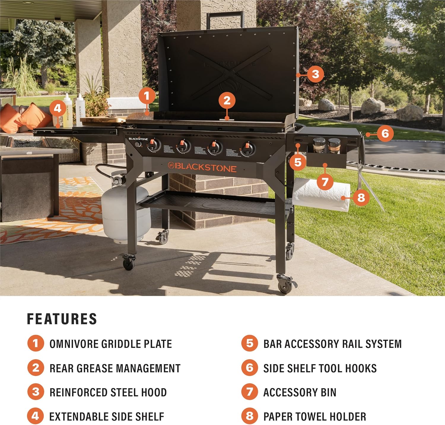 Iron-Forged 36 Omnivore Griddle – Premium Powder-Coated Steel with Reinforced Hood, Black Finish