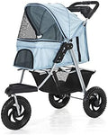 Premium Pet Spacer dla kotów Do 55lbs, Lekki jednocylity Fold 3-kołowy wózek z absorpcją wstrząsów, Przestronny pod koszem, Uchwyt na wodę, Smooth Ride on Any Terrain, łatwe przechowywanie
