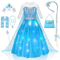 Light Up Princess Dress Costume with Crown Wand Jewelry for Girls