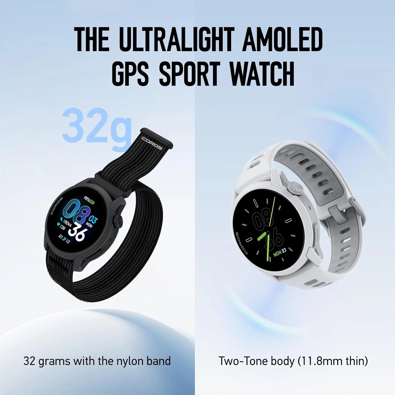 COROS PACE 4 Ultralekki sportowy zegarek GPS, ekran dotykowy AMOLED 1,2, 19 dni codziennego użytkowania, sterowanie głosem, zaawansowane narzędzia treningowe, GPS, nawigacja (biała chmura)