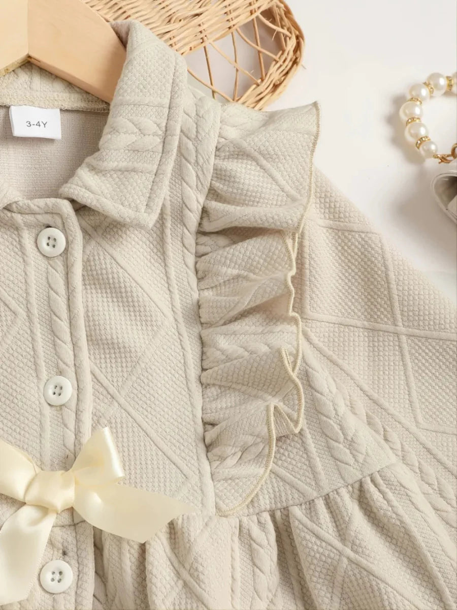 Toddler Girls Ruffled Bow Dress for Special Occasions