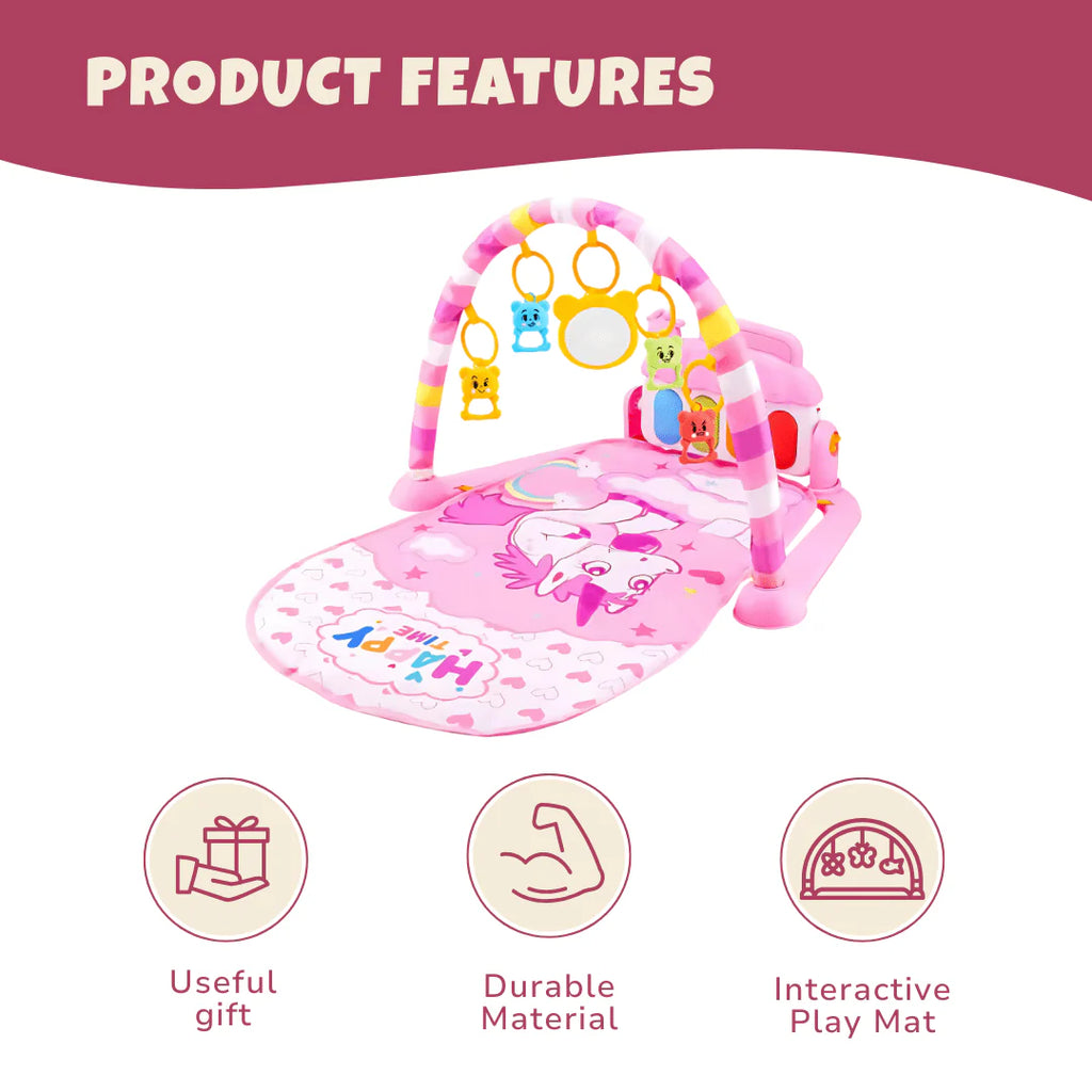 Baby Activity Gym with Kick Piano, Hanging Toys 0-36 Months Blue/Pink
