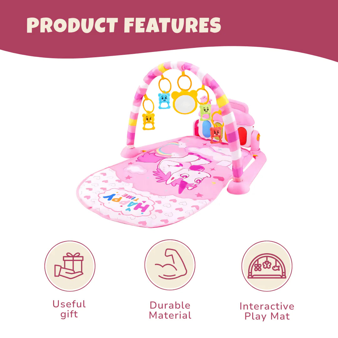 Baby Activity Gym with Kick Piano, Hanging Toys 0-36 Months Blue/Pink