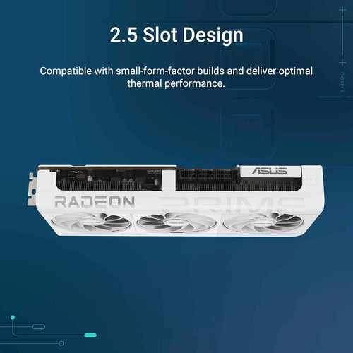ASUS Prime Radeon RX 9070 XT White OC Edition 16 GB GDDR6 karta graficzna dla graczy (AMD Radeon RX9070XT RDNA 4, 2,5 gniazda, PCIe 5.0,1 x HDMI 2.1b, 3X DisplayPort 2.1a, biała