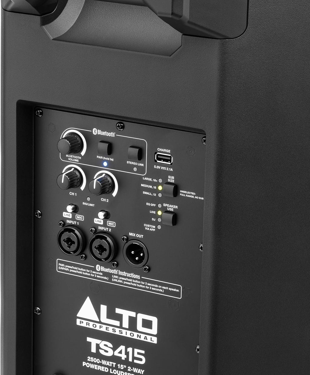 ALTO TS410 Aktywny Głośnik PA 2000W 10 z 3-Kanałowym Mikserem, Bluetooth, Bezprzewodowym Podłączaniem Głośników, DSP i Aplikacją