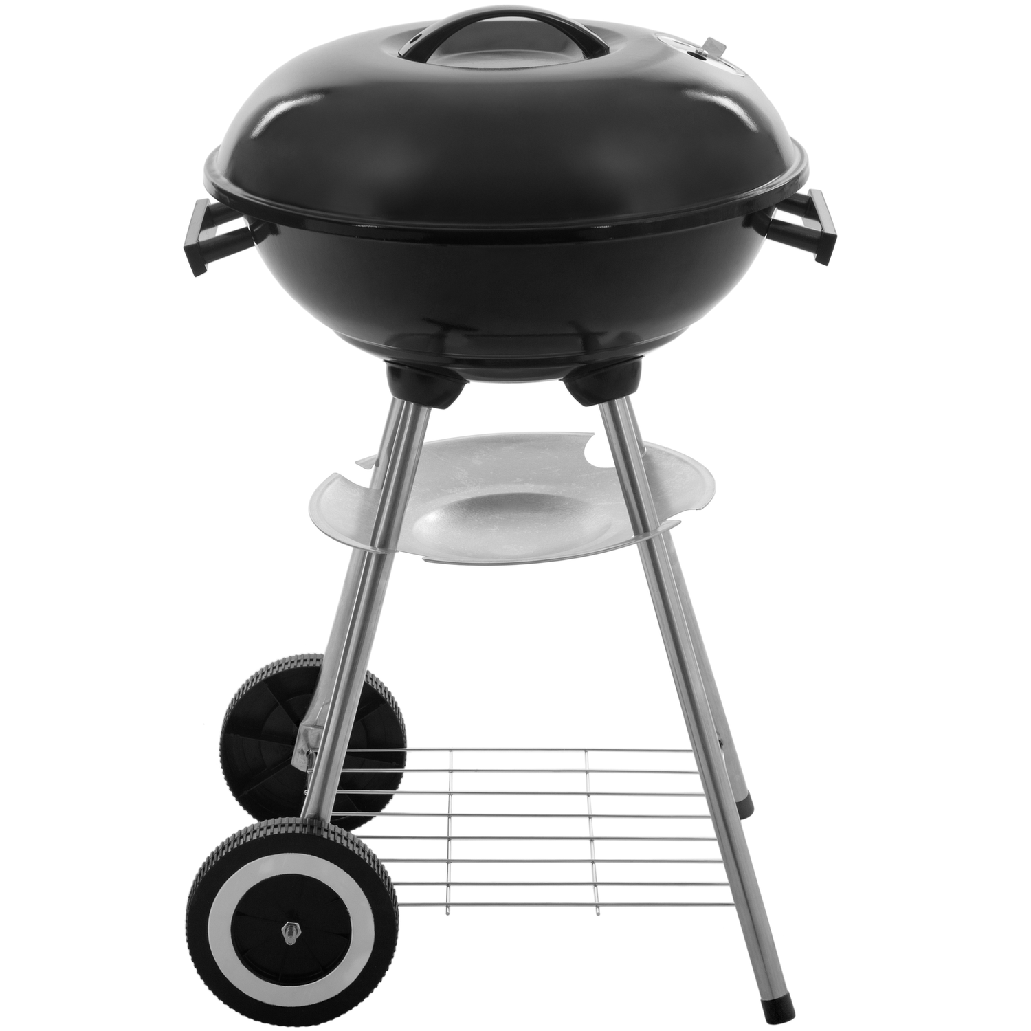 Primematik - 41x70cm okrągły grill węglowy z pokrywką i kółkami do ogrodu i na kemping Kh51000