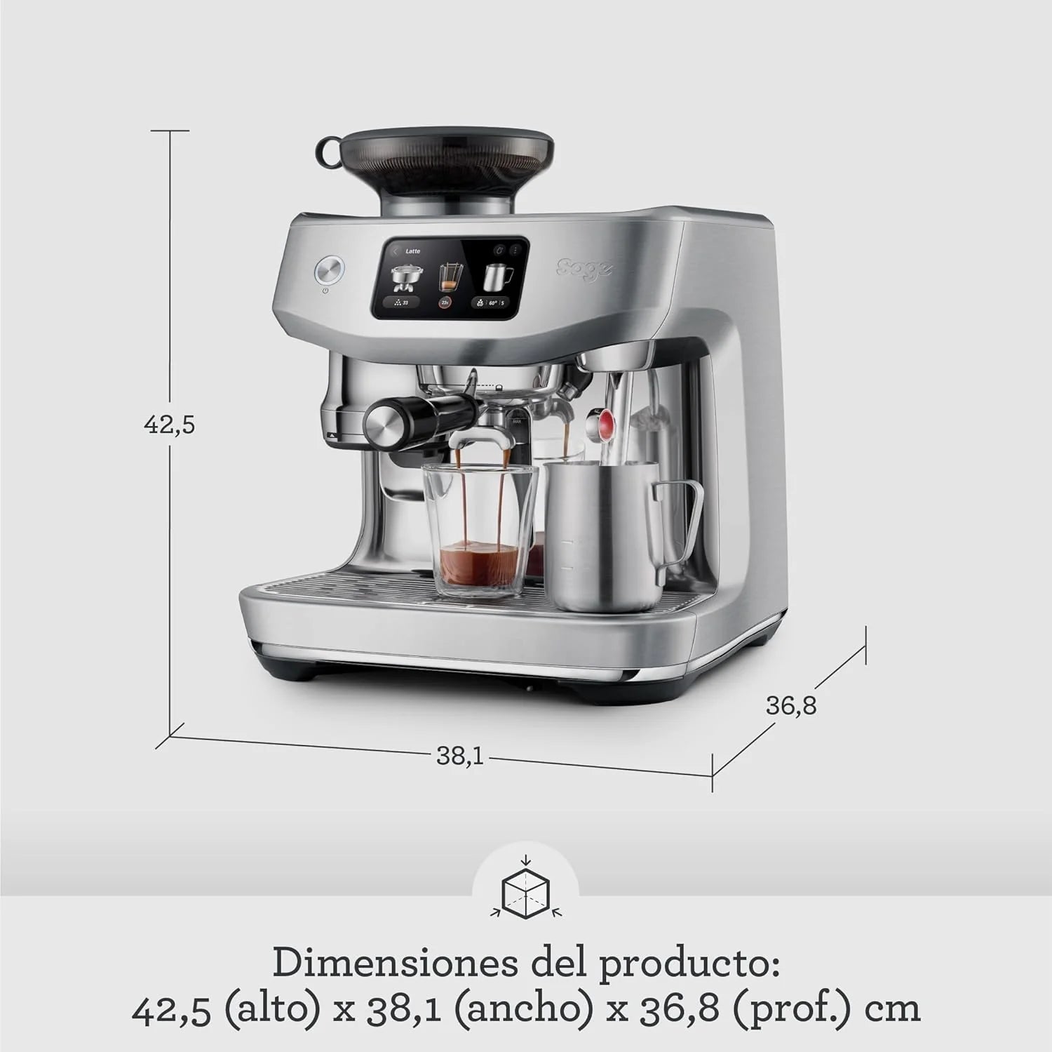Sage - The Oracle Jet, Professional Coffee Machine with Manual and Automatic Milk Frother, Stainless Steel, Stal Nierdzewna