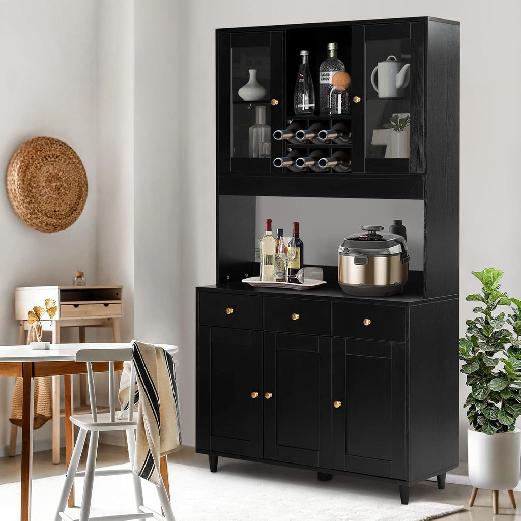 VOWNER Szafka kuchenna/bufet, 100 dł. x 38 szer. x 181 wys. cm, jednostka do przechowywania, 5 drzwi i 5 regulowanych półek, kolor biały