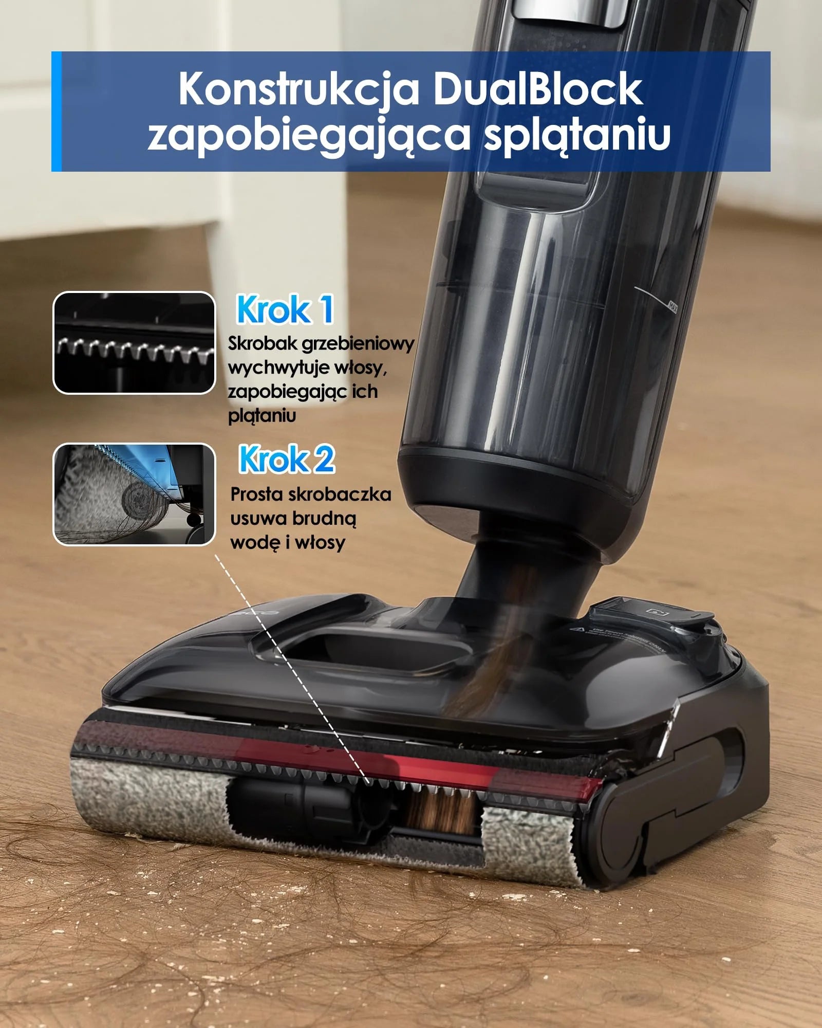 Tineco FLOOR ONE S7 Stretch Steam Draadloze Nat-Droog Stoomzuiger Alles-in-één, 160℃ HyperSteam, 180° Plat Liggend, Anti-Knoop Ontwerp, FlashDry Zelfreiniging, Tot 80 min gebruiksduur