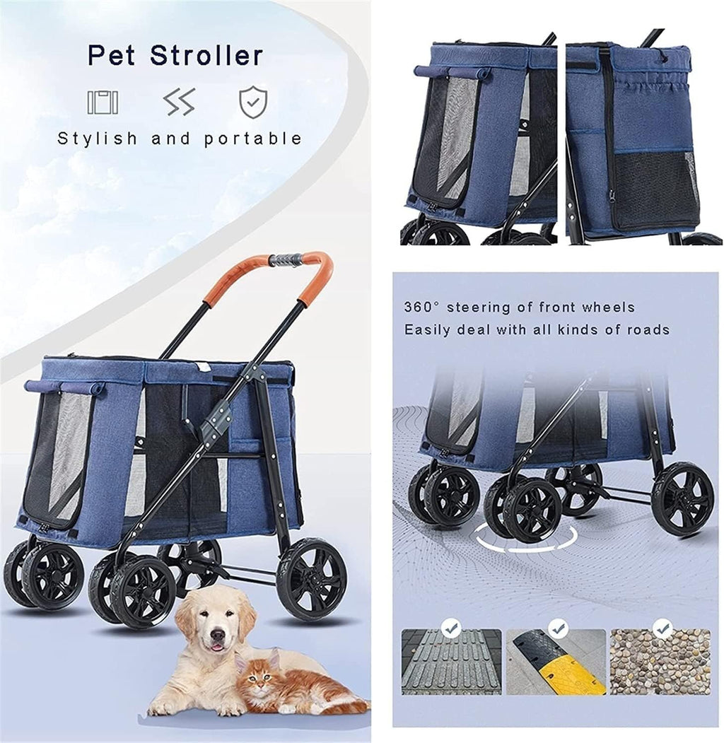 Luksusowy Duży Wózek Dla Psa 4 Koła Wózki Dla Psów Dla Dużych Psów Premium Pushchair Pet Stroller Składany Wózek Spacerowy (Color : Grey a)