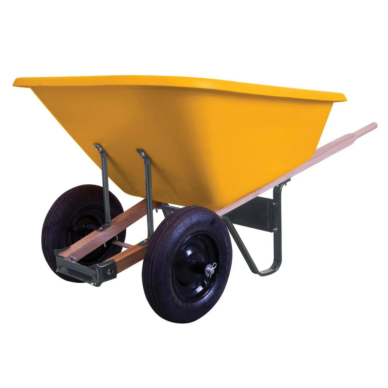 8 Cu Ft Poly Wheelbarrow with Dual Tires �� Durable Plastic Construction